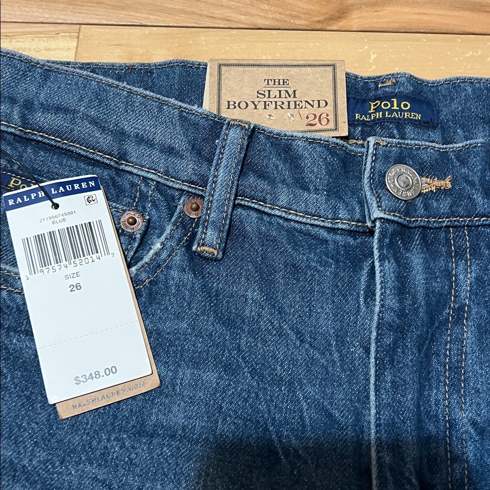 Polo Ralph Lauren Blue Patchwork Boyfriend Jeans-Roped Dyed - Picture 9 of 12